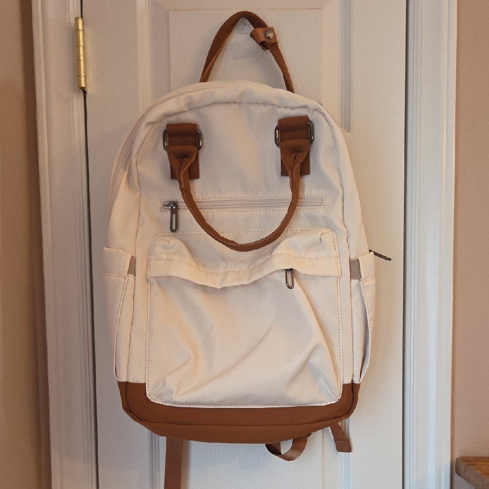 Coolife Cream and Brown Travel Backpack